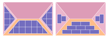 マルチレイアウト仕様のシリーズを使った場合と、長方形／ハーフモジュールのみの場合