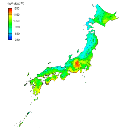 日本の発電量マップ